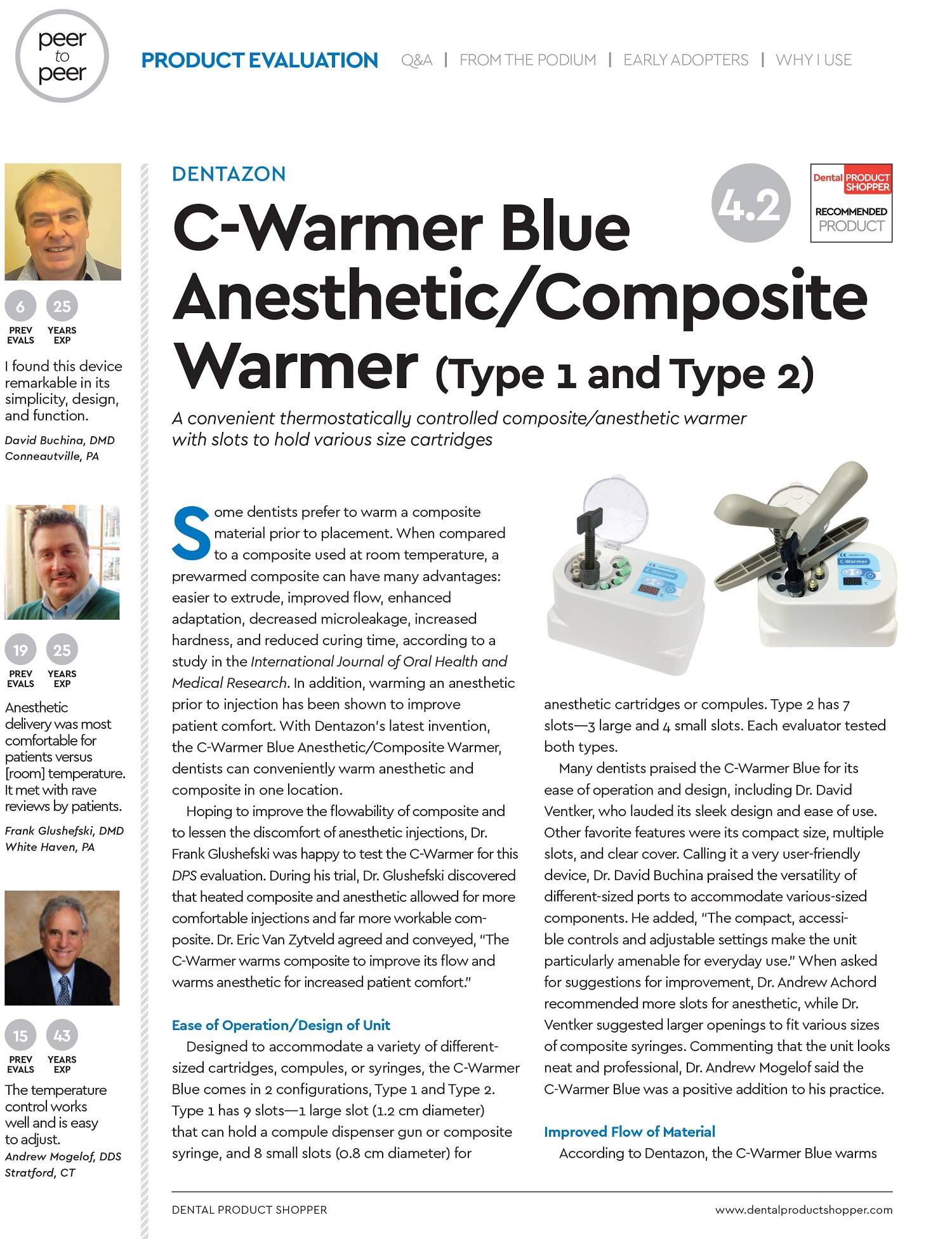 CWarmer Blue Type 1 Anesthetic / Composite Warmer Dentazon Corp.